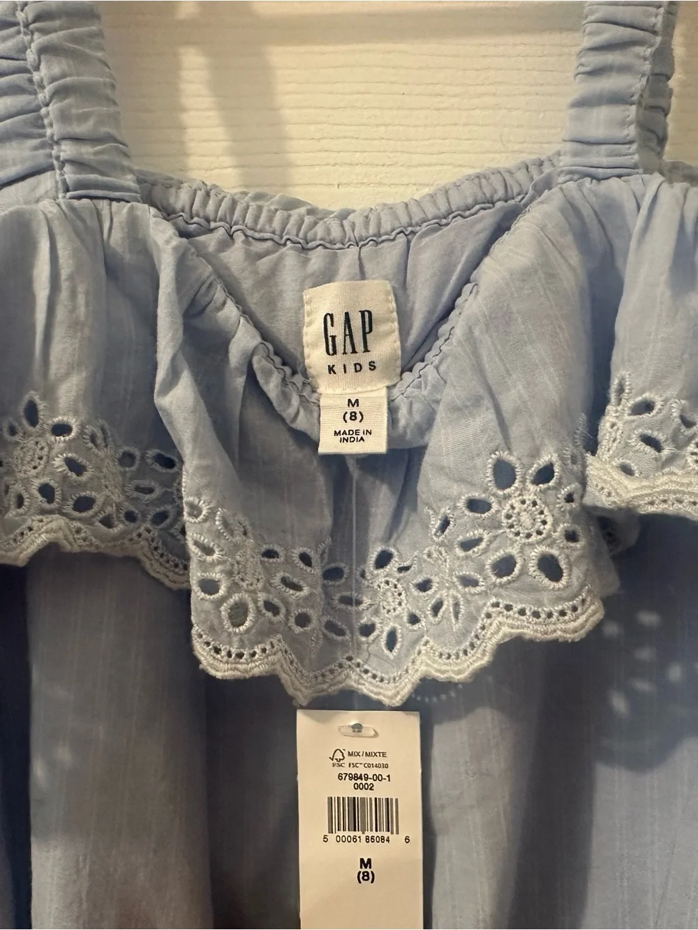 GAP Light Blue Eyelet Off-Shoulder Sundress